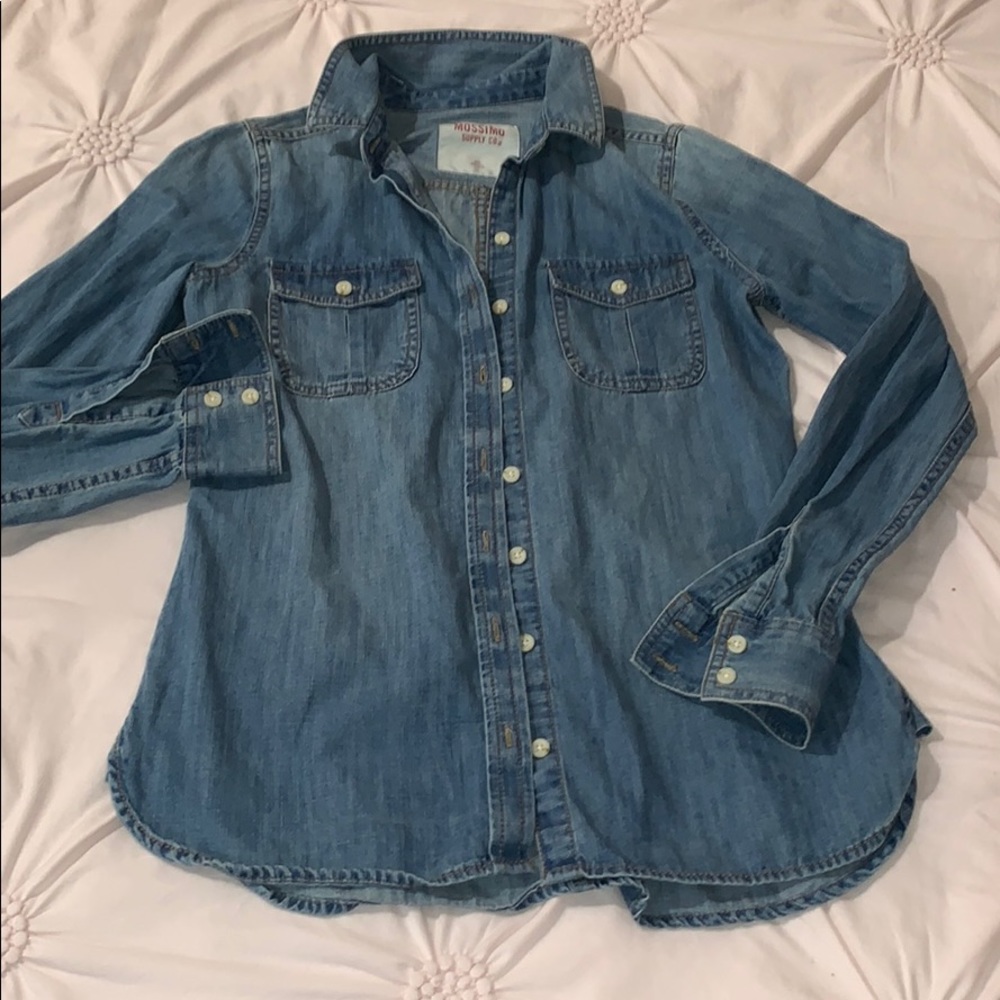Denim long sleeve button down shirt